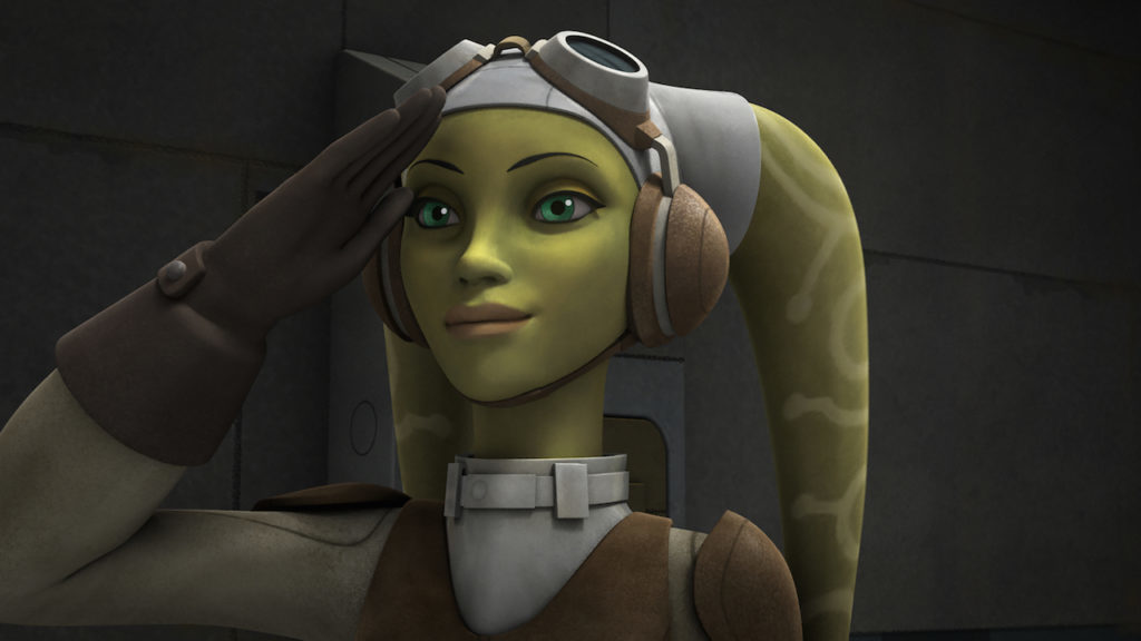 Hera salutes in Star Wars Rebels.