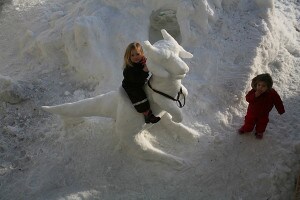 Tauntaun snow sculpture