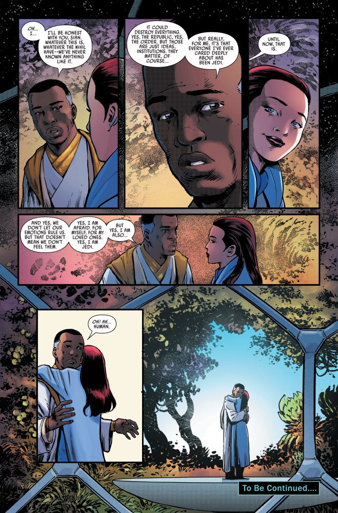 Emerick talking to Sian in Star Wars: The High Republic: Trail of Shadows #3