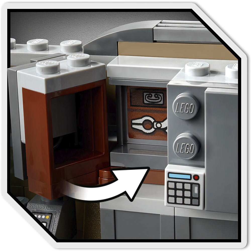 The Armorer's Mandalorian Forge LEGO set cabinet detail