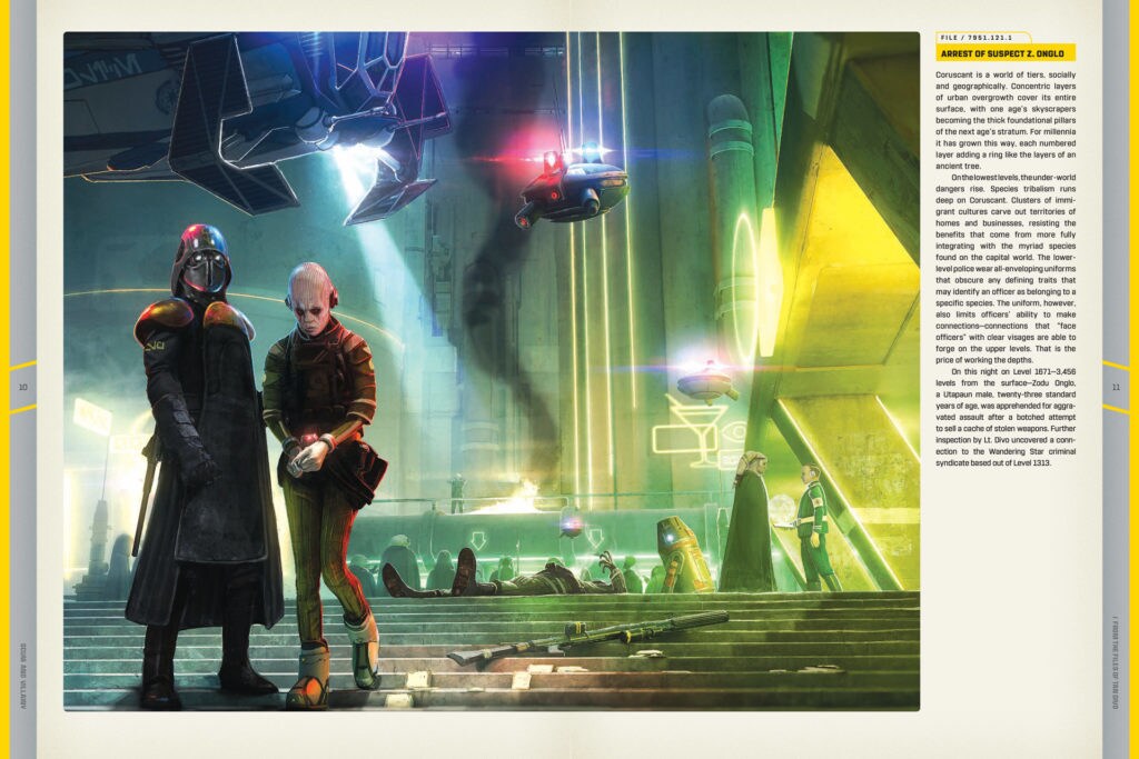A spread depicting an arrest from the book Star Wars: Scum and Villainy.