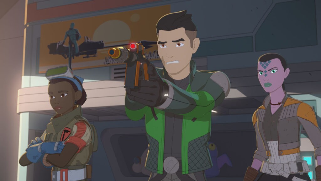 Kaz plays Torra's hologame in Star Wars Resistance.