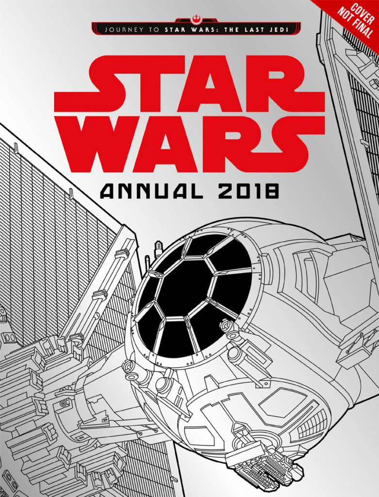 A TIE-Fighter on the concept cover for the book Journey to Star Wars: The Last Jedi: Star Wars Annual 2018.