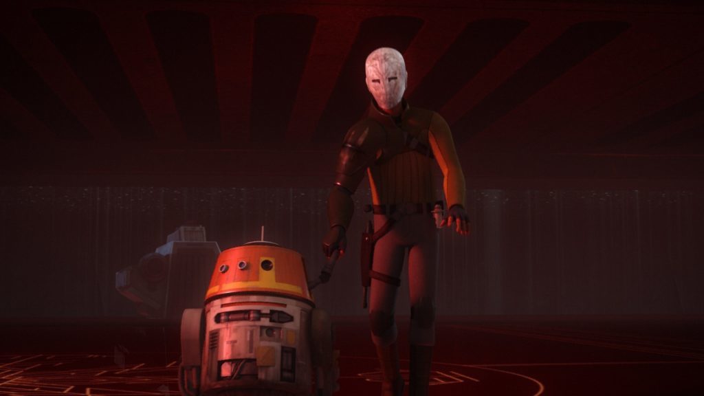 Chopper leads the way for newly blinded Kanan in Star Wars Rebels.
