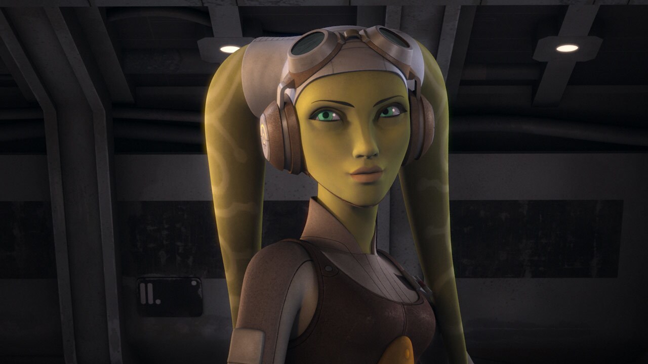 Hera Syndulla looks off to the side in Star Wars Rebels.