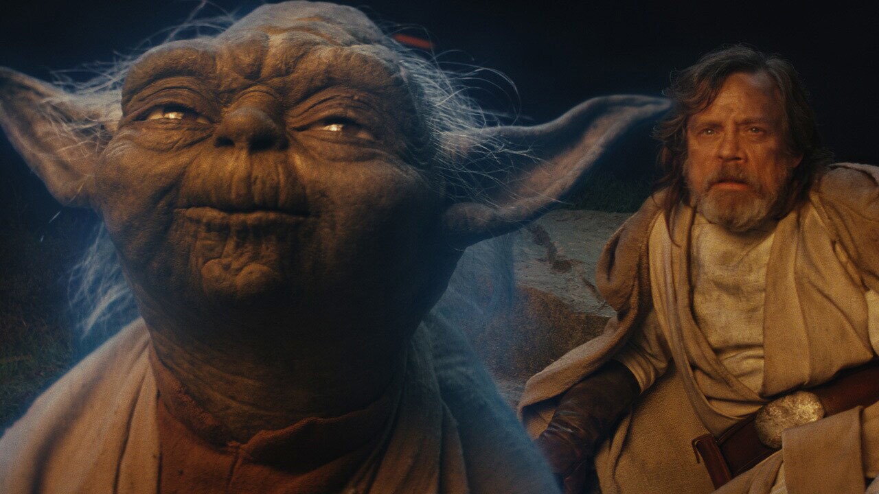 Yoda and Luke in The Last Jedi