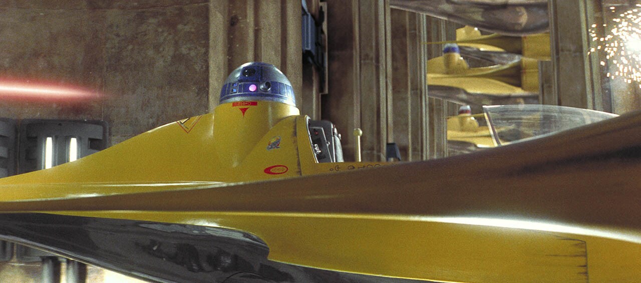 R2-D2 in the rear of the Naboo N-1 starfighter
