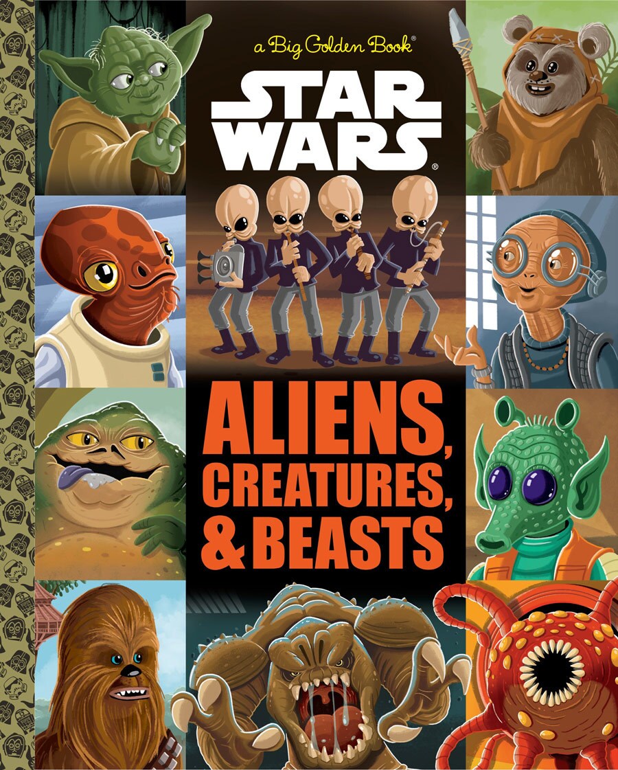 The Big Golden Book of Aliens, Creatures, and Beasts book cover, which features drawings of a variety of Star Wars creatures.