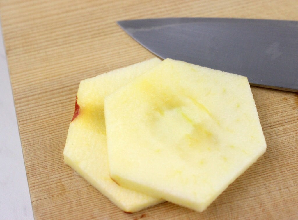 Sliced apples for a Fruit TIE Fighters recipe