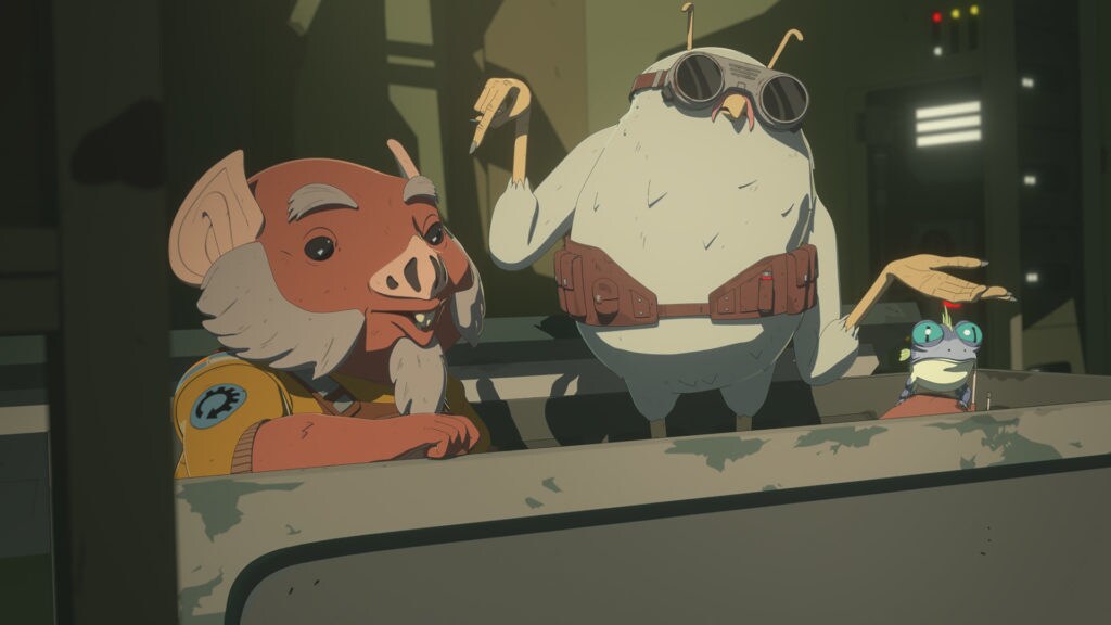 Flix and Orca in a crate in Star Wars Resistance.