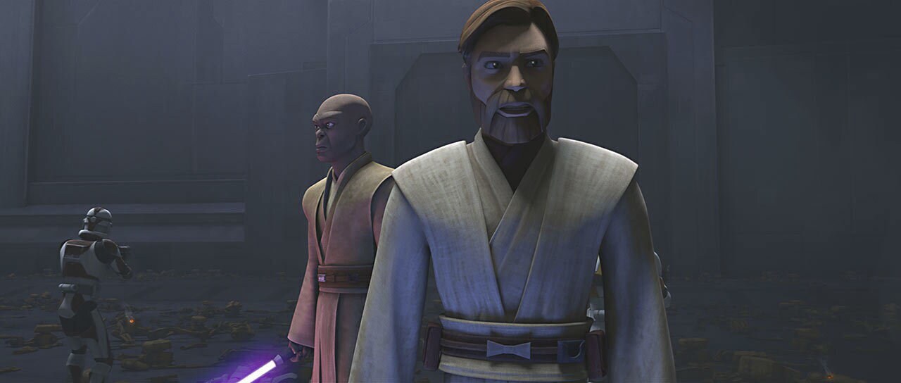 Obi-Wan Kenobi and Mace Windu in "Unfinished Business"