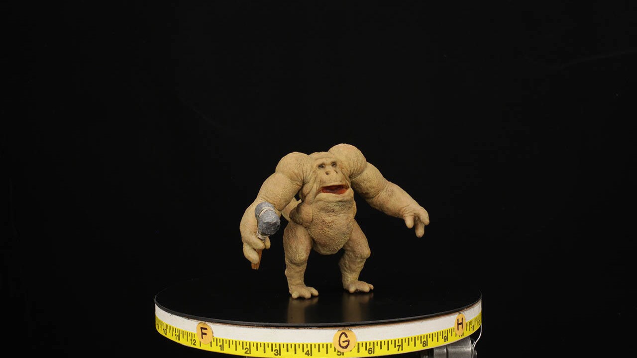 Tippett Studio shows off the puppet called Hunk, from the holochess set.