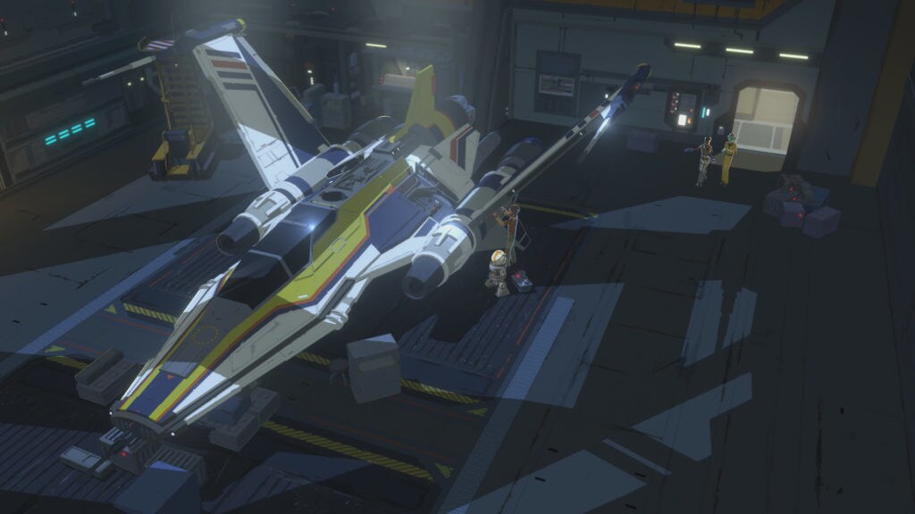 Yeager's ship and personal garage in Star Wars Resistance.