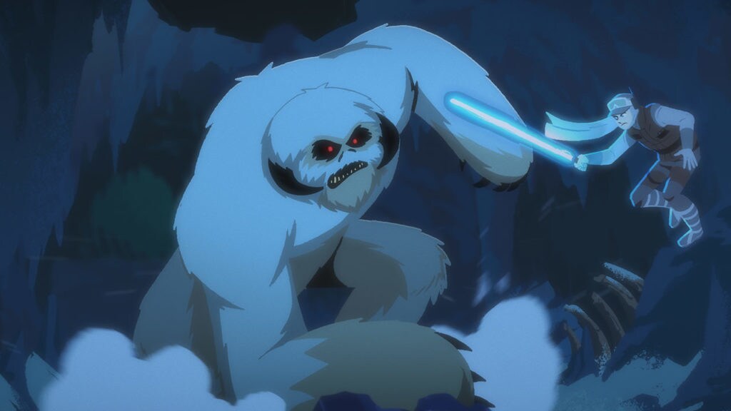 Luke Skywalker fighting the Wampa on Hoth