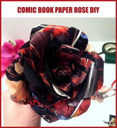 Comic Book Paper Rose DIY book cover.