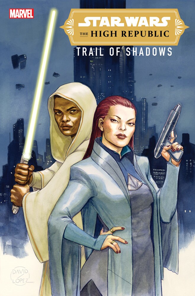 Jedi and a private eye on the cover of The High Republic - Trail of Shadows #1