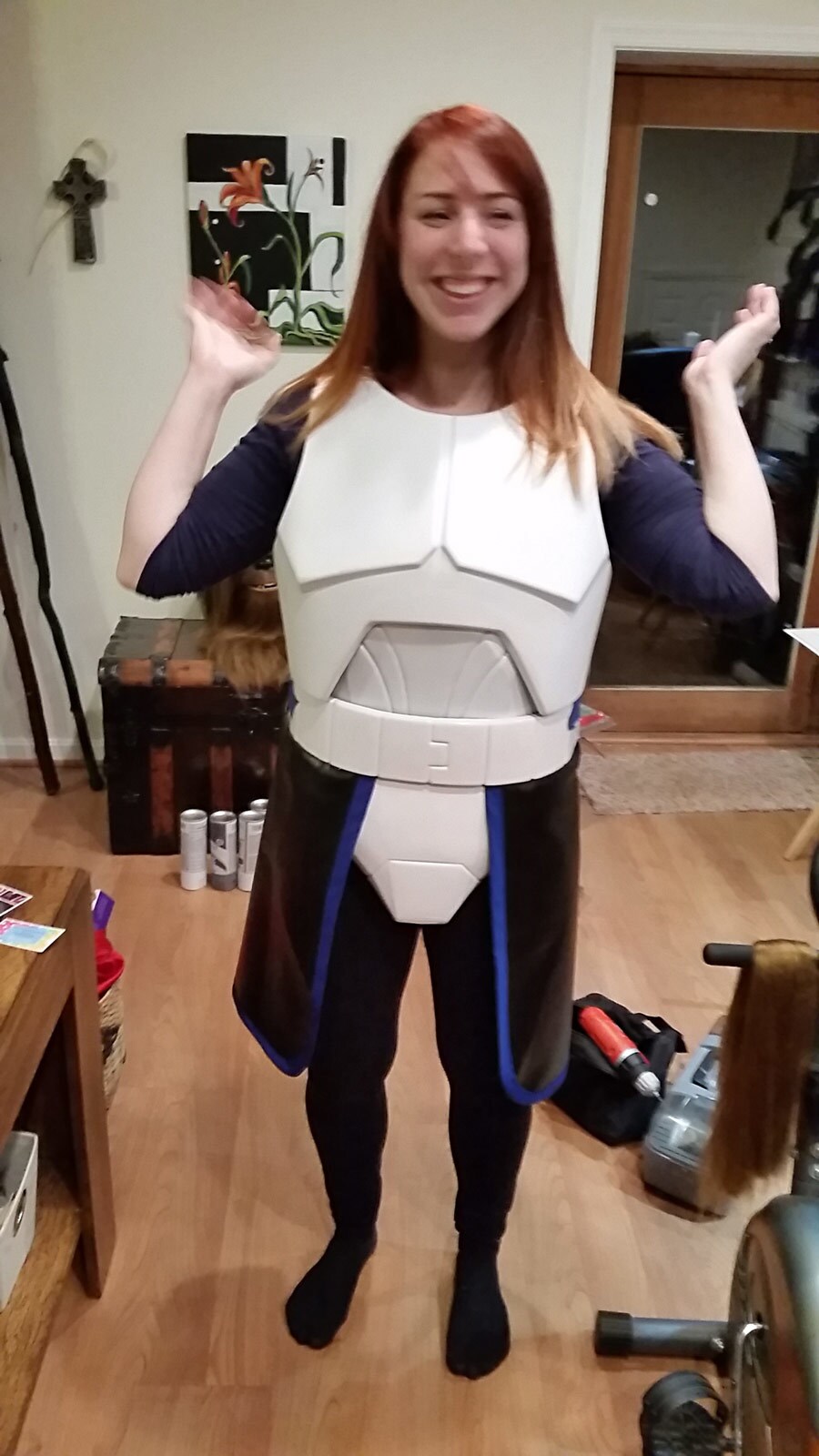 Star Wars fan Emily Schram wears her Captain Rex stormtrooper armor.
