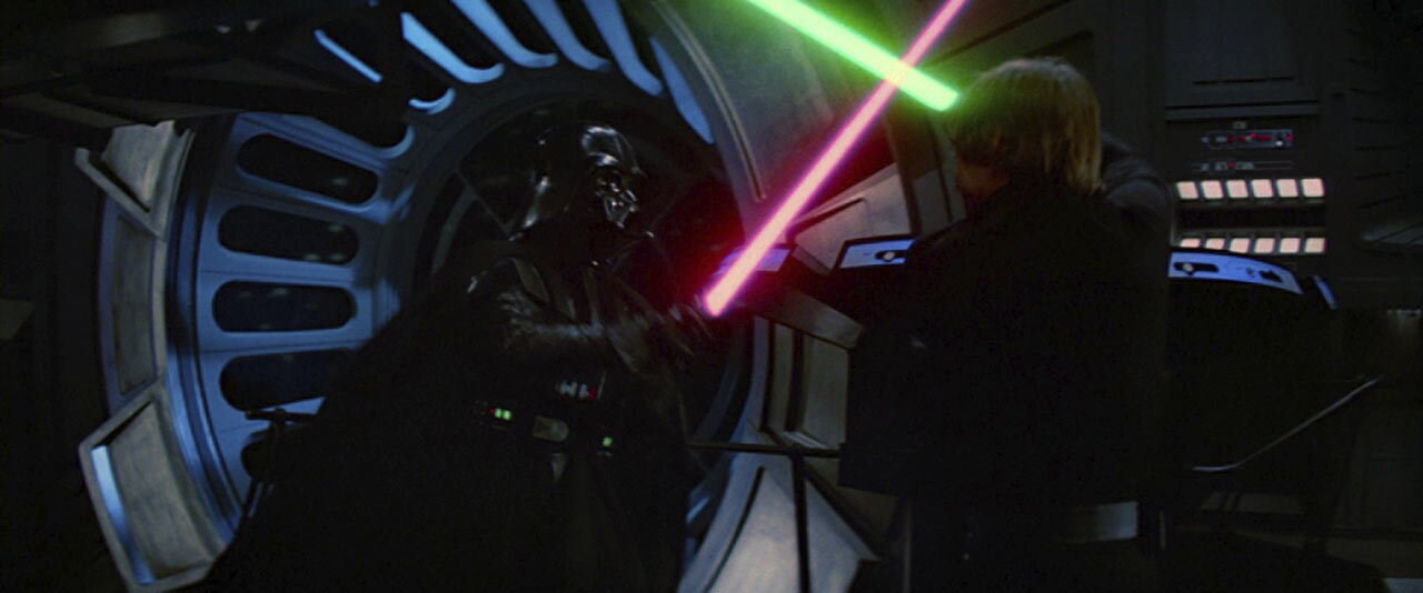 Darth Vader and Luke in Star Wars: Return of the Jedi
