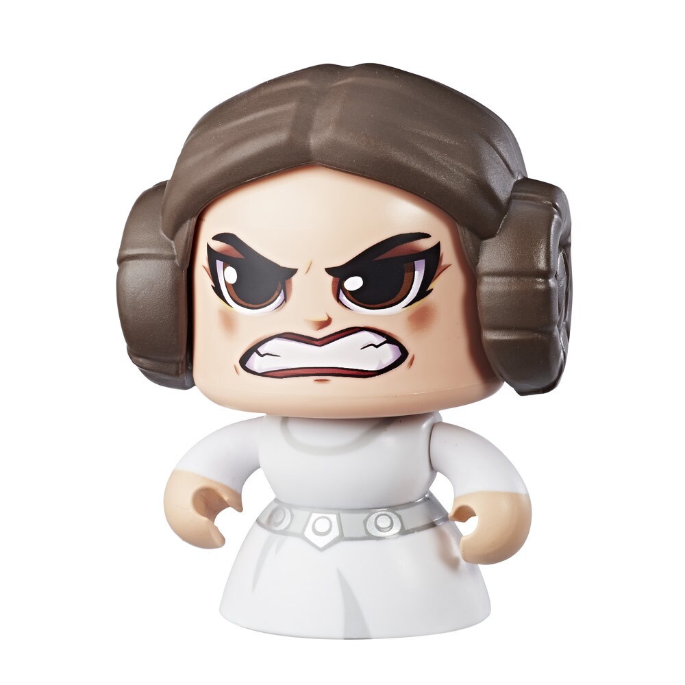 A Princess Leia Star Wars Mighty Muggs collectible figure with an angry expression on its face.