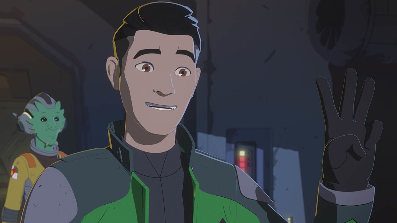 Kaz Xiono is shown in a scene from Star Wars Resistance.