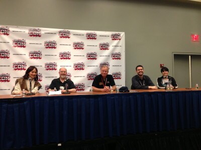 Star Wars panel, left to right, LaVorgna, Zahn, Morton, Rod Hannah and Leanne Hannah