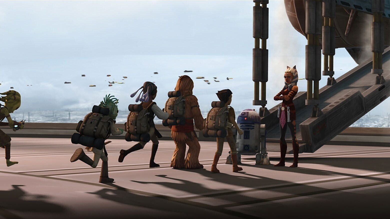 Ahsoka escorts a group of younglings to Ilum