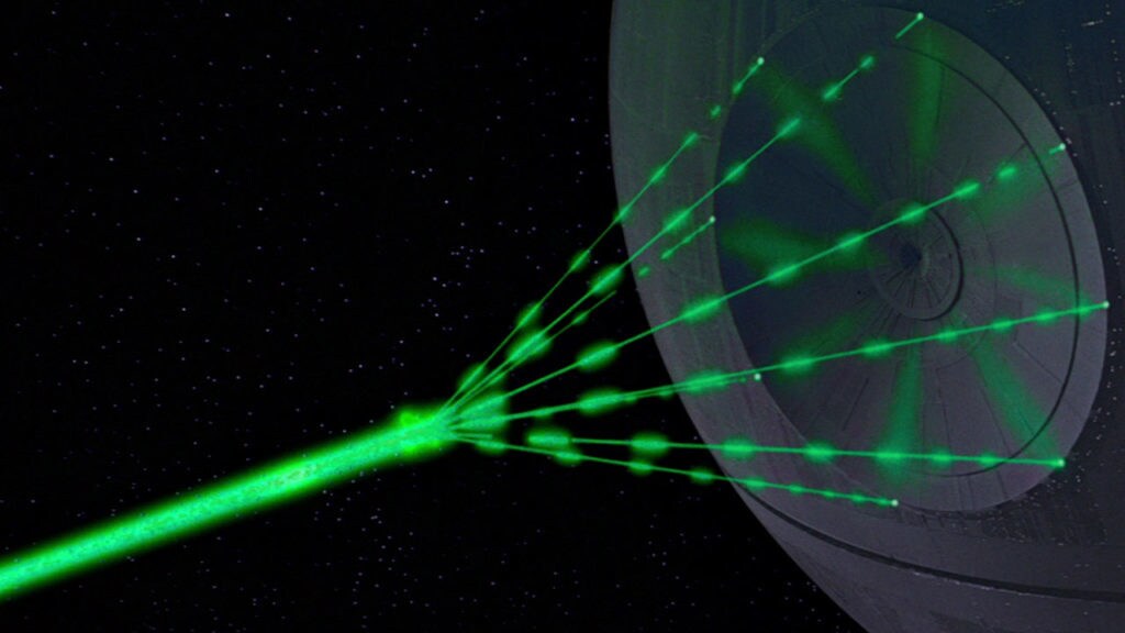 The Death Star fires its main laser weapon.