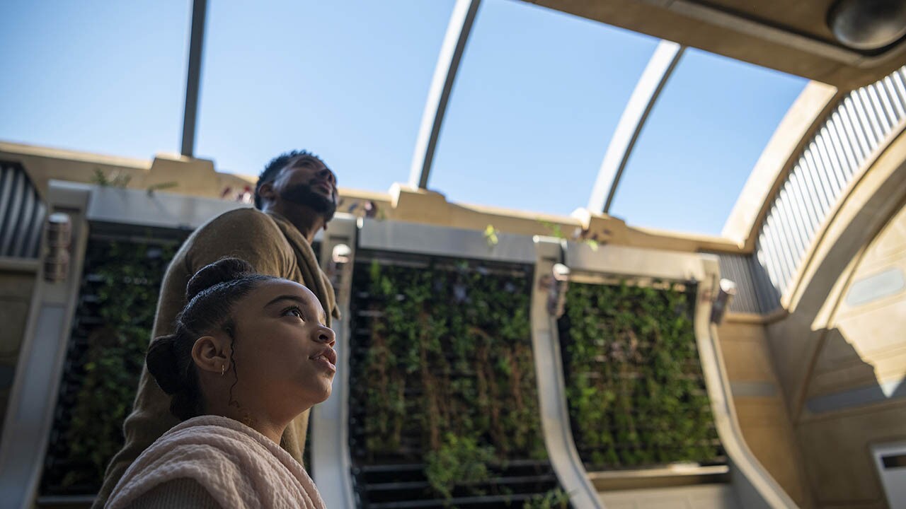 Passengers enjoy the Climate Simulator onboard the Halcyon starcruiser in Star Wars: Galactic Starcruiser at Walt Disney World Resort in Lake Buena Vista, Fla. (Matt Stroshane, photographer)