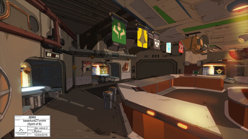 Concept art of Aunt Z's Tavern from Star Wars Resistance.