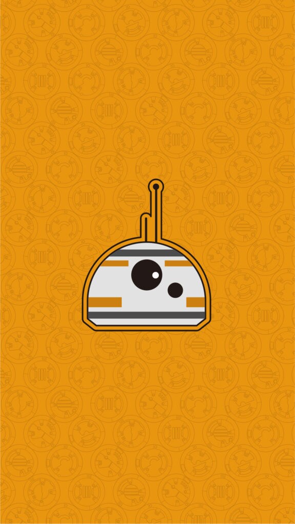 Mobile wallpaper of BB-8 on an orange background from starwars.com.