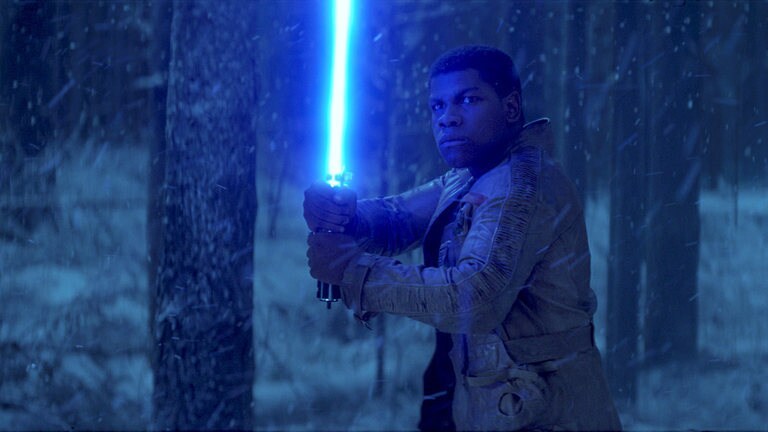 The Force Awakens - Finn with a lightsaber