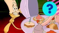 Lumiere from Beauty and the Beast holds out a plate of hors d'oeuvres.