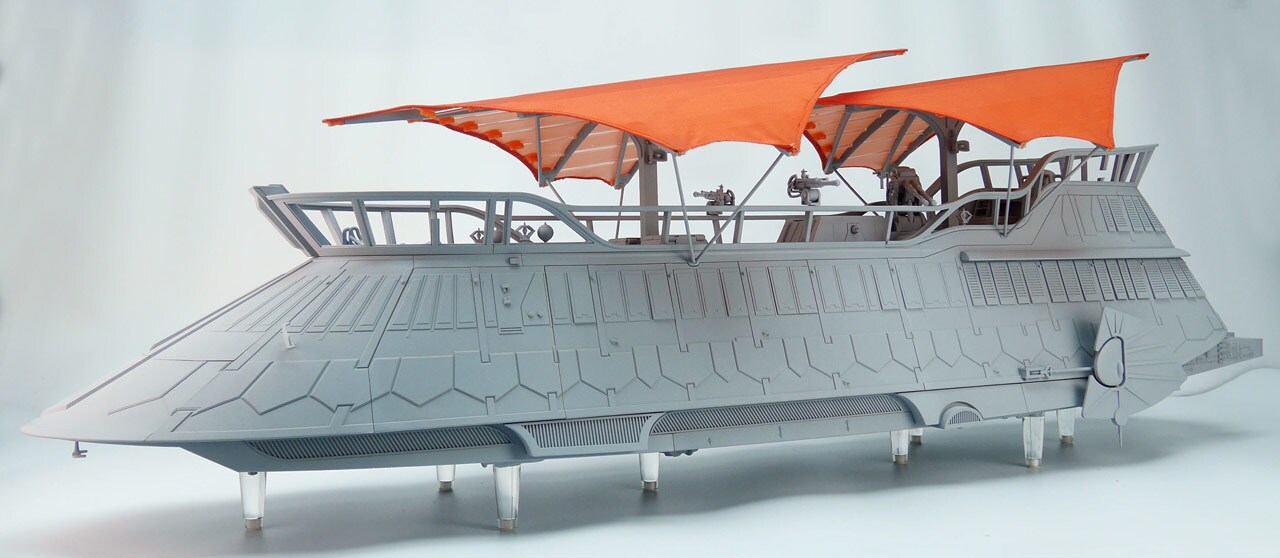 A Hasbro toy recreation of Jabba the Hutt's sail barge.
