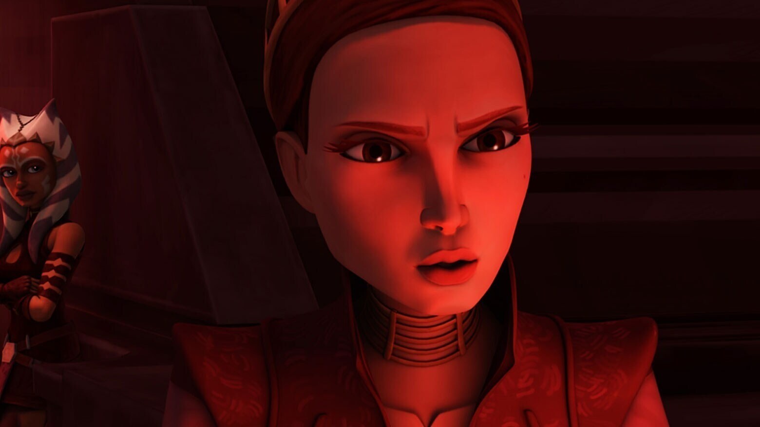 Padme showing concern in The Clone Wars
