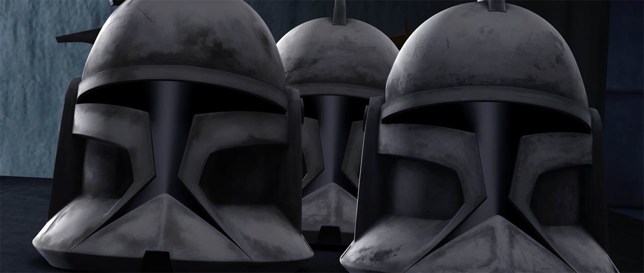 Clone trooper helmets are seen in "Rookies."