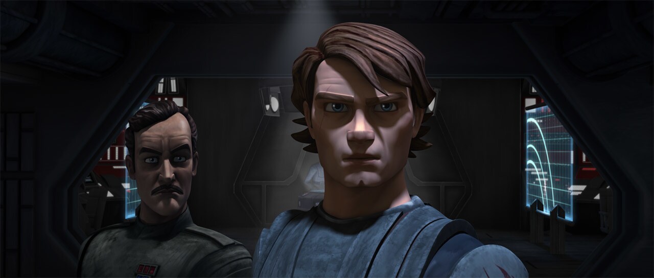 Anakin Skywalker and Admiral Yularen in The Clone Wars.