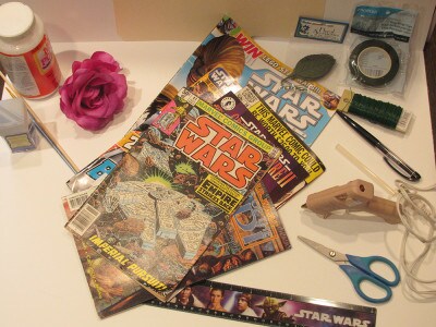 Star Wars comics and supplies for a paper rose