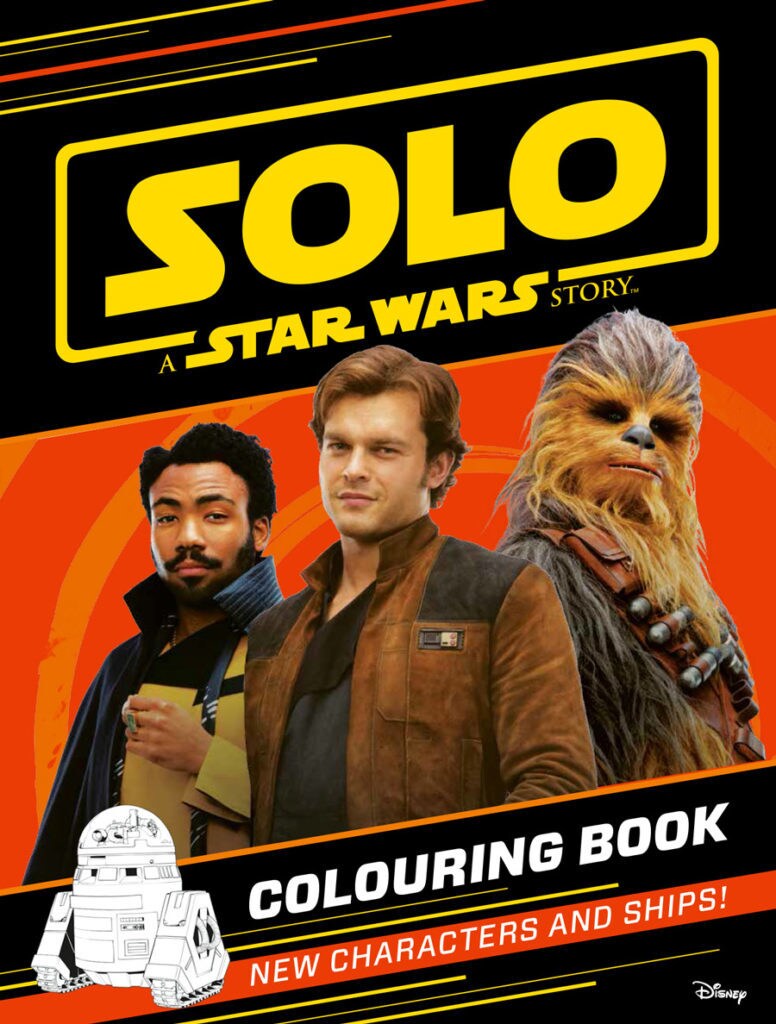 Solo: A Star Wars Story Coloring Book cover, which features Lando, Han, and Chewbacca.