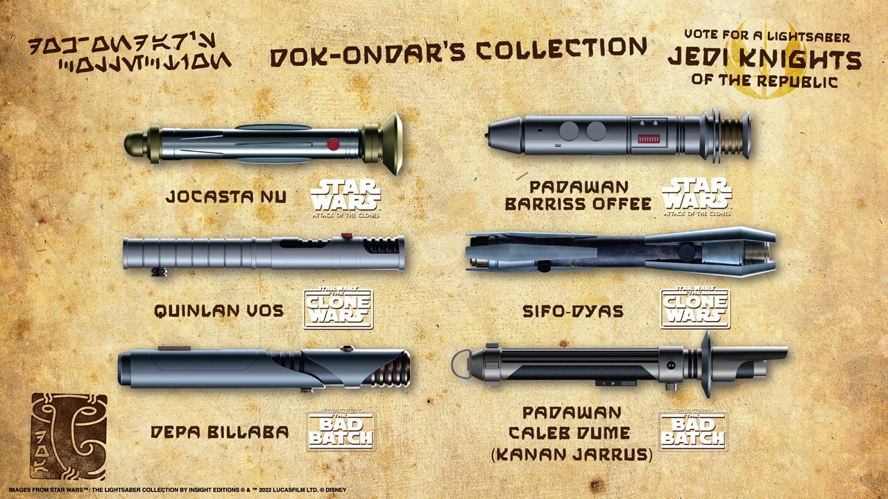 Vote for the next legacy lightsaber to be featured at Dok-Ondar’s Den of Antiquities