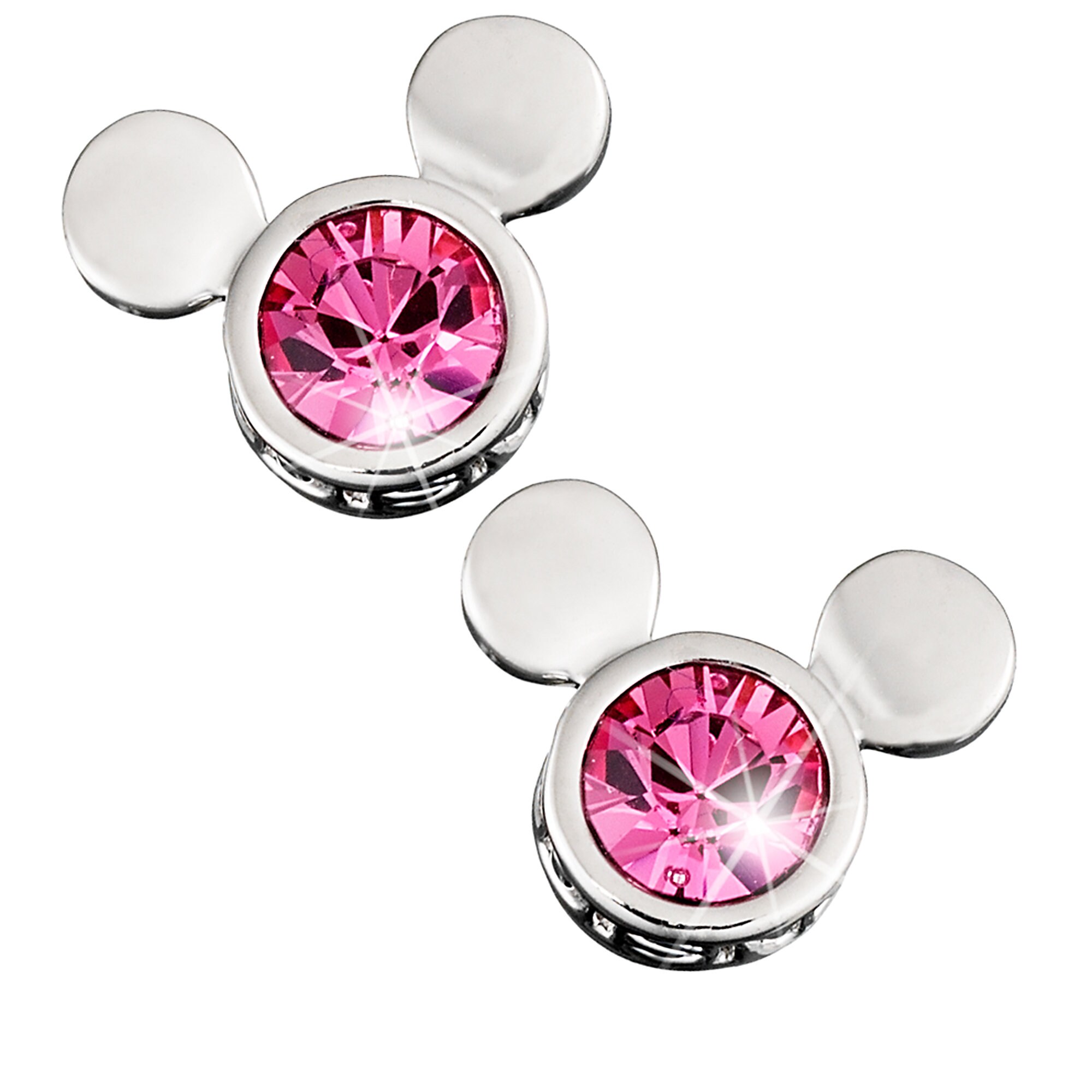 Mickey Mouse Icon Crystal Earrings by Arribas - Pink