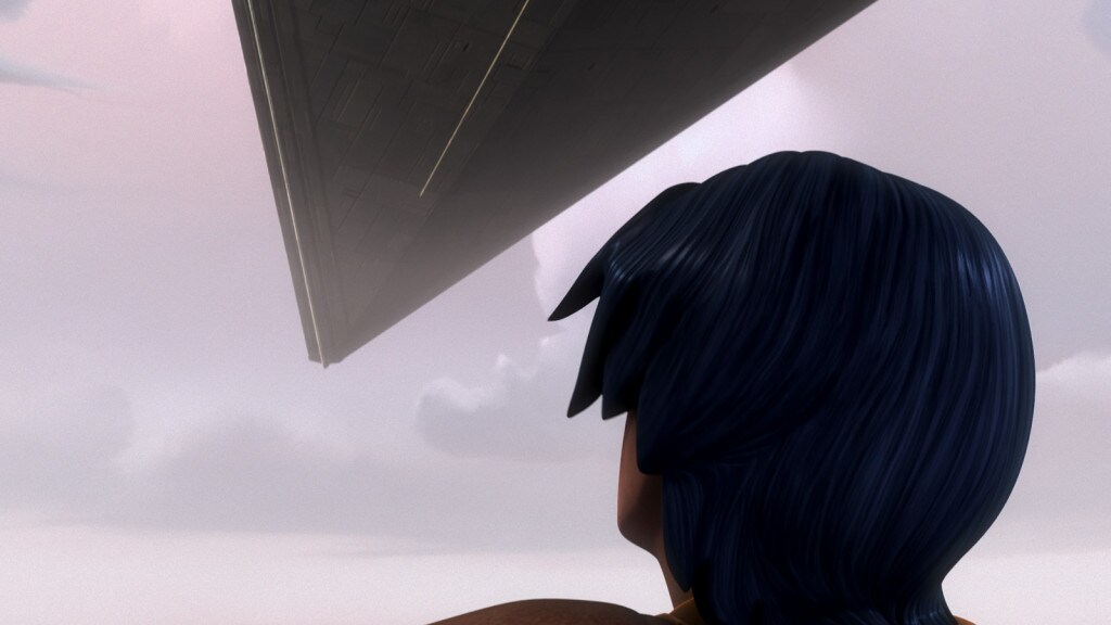 Ezra watches a Star Destroyer in Star Wars Rebels