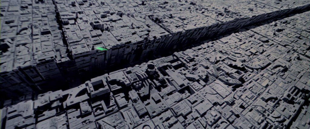 The trench on the surface of the first Death Star.