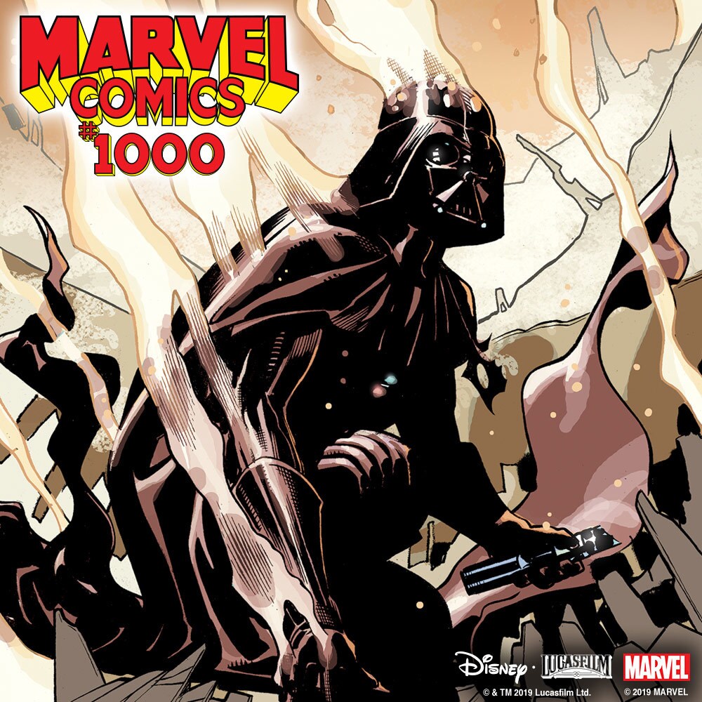 Panel from Marvel Comics #1000 featuring Darth Vader.