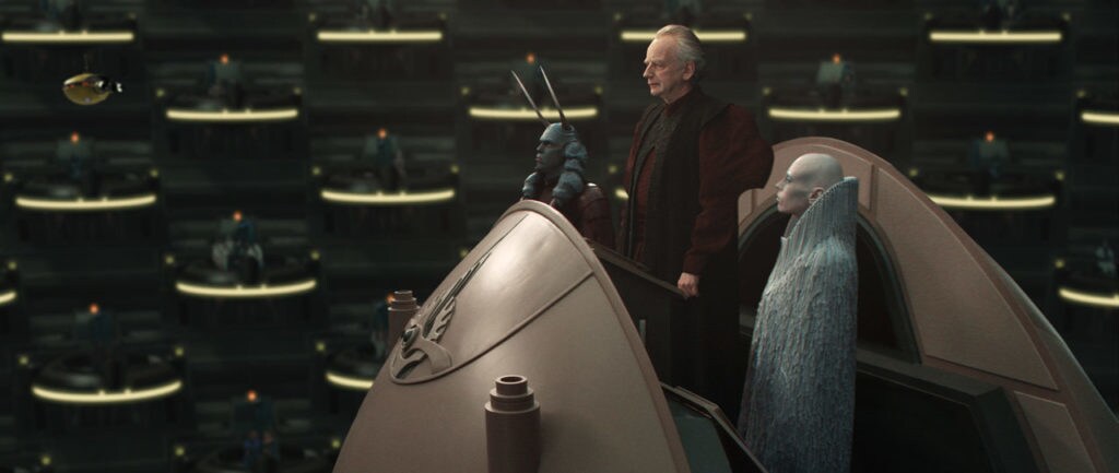 Palpatine leads the Galactic Senate.