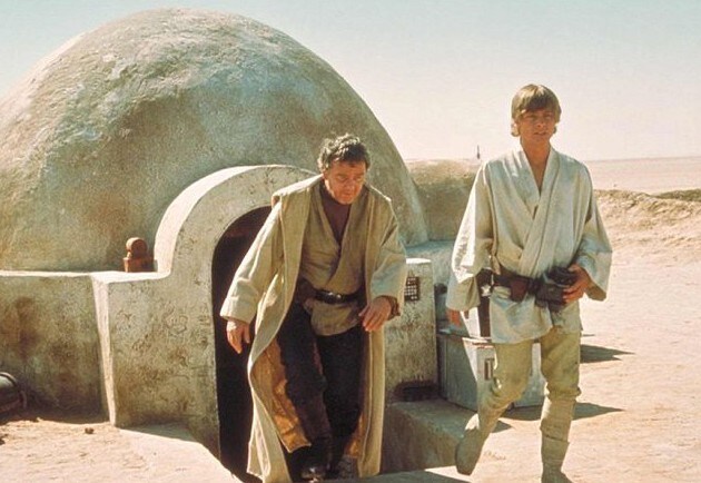 Uncle Owen and Luke Skywalker in Star Wars: A New Hope