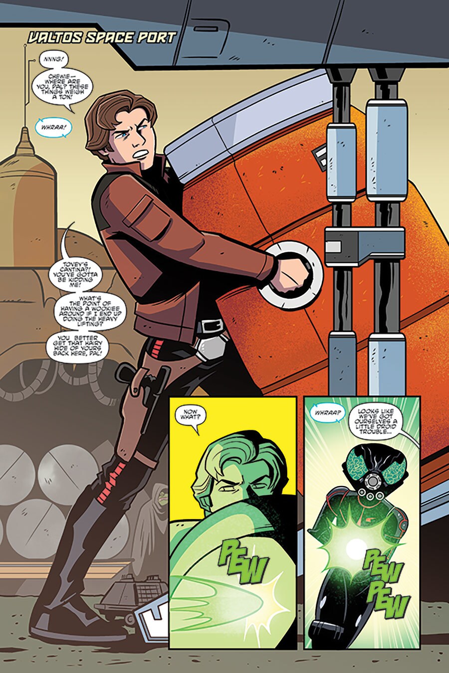 Han Solo appears in a page from the comic book Star Wars Adventures.