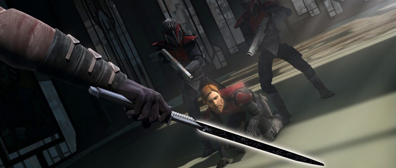 Maul holding Obi-Wan captive in “The Lawless.