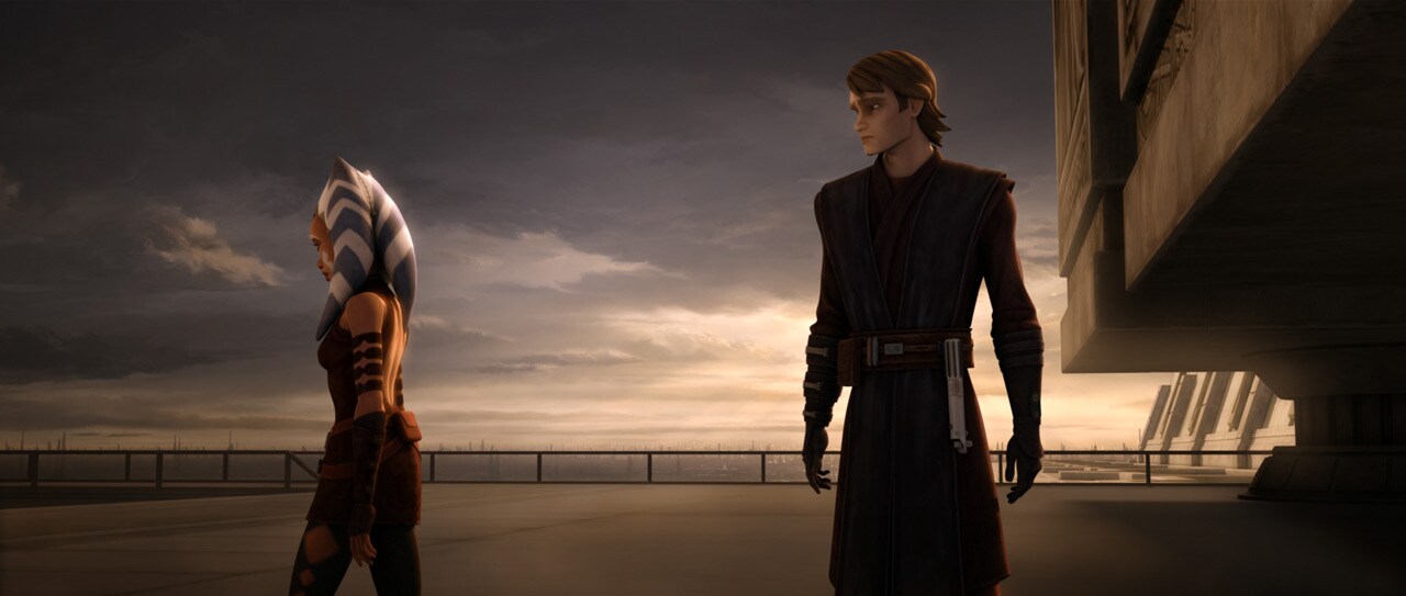 Ahsoka walks away from Anakin in The Clone Wars.