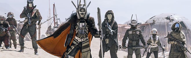 Enfys Nest and the Cloud-Raiders on Savareen in Solo: A Star Wars Story.