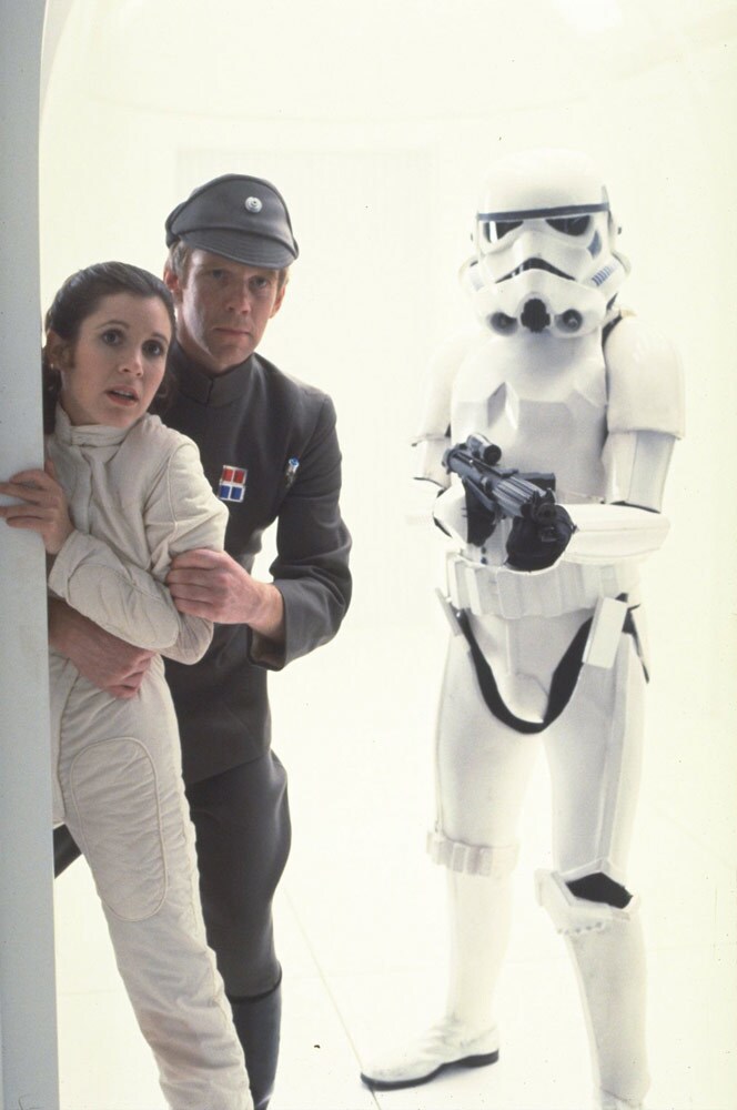 Jeremy Bulloch as an Imperial officer with Carrie Fisher's Princess Leia